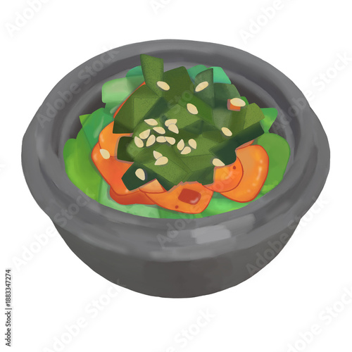 A Bowl of Bibimbap With Pork and Sea Weed