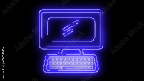 Creative computer icon pack neon animation