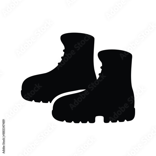 Silhouette of sturdy black hiking boots, perfect for outdoor adventures and exploration