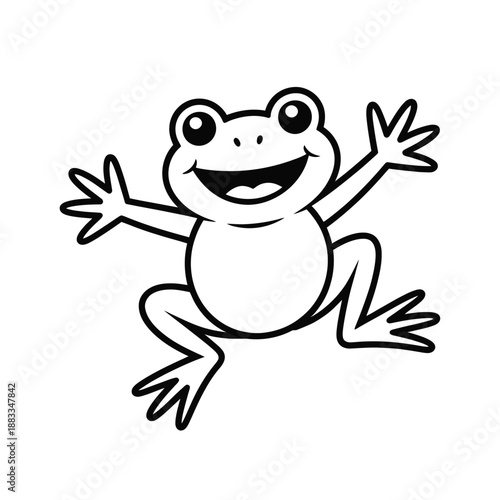 Happy jumping frog isolated on white background, Vector, illustration