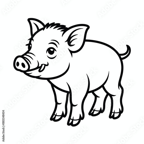 Playful piglet standing isolated on white background, Vector, illustration
