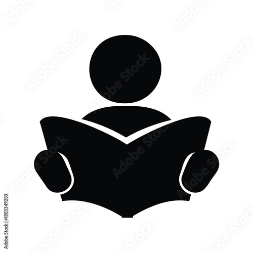 Silhouette of person reading a book, emphasizing education and literacy skills