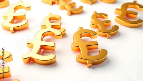 Glossy Golden Pound Signs Red Accents Various Angles