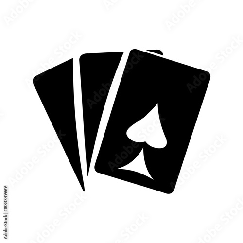 Silhouette of three playing cards, featuring the suit of spades
