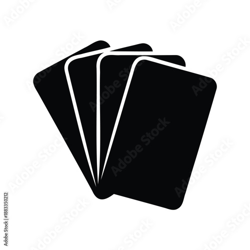 Three black and white playing cards in a hand, simple flat design
