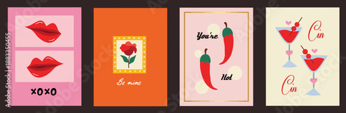 Greeting Cards with Lips Rose Chili Cocktail.