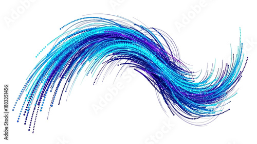 Abstract blue flowing wave design element with dynamic motion.
