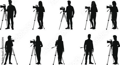 silhouette vector of 8 tree types in different styles on white background