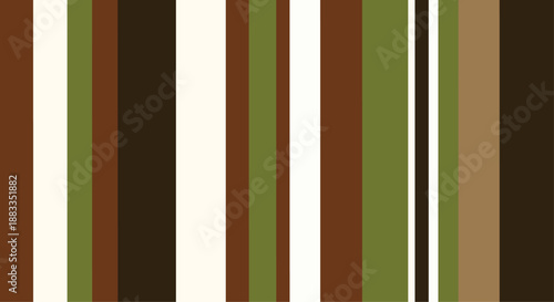 Modern abstract background featuring vertical stripes in various widths and earth tones like brown green and cream.