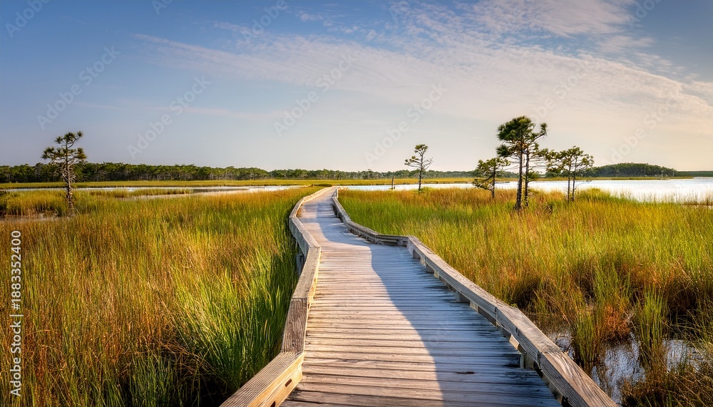 Fototapeta premium Natural Path Leading To Marshes At St Marks National Wildlife Refuge