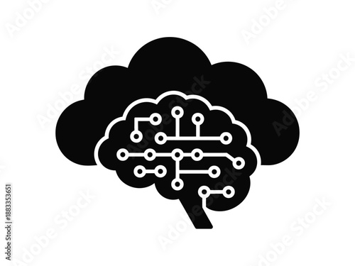 Illustrated neural network isolated on white background, Vector, illustration