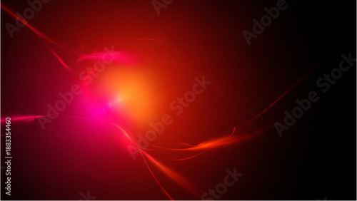 Vibrant red and orange light explosion with dynamic rays against a dark background from a central viewpoint