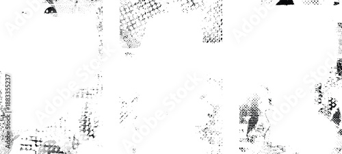 Glitch distorted geometric shape . Noise destroyed logo . Trendy cyber punk poster . Glitched frame .Grunge textured . Distressed effect .Vector shapes with a halftone dots screen print texture.