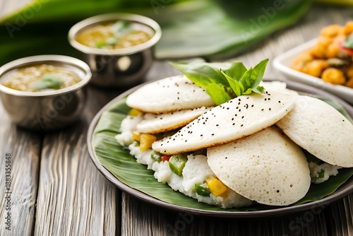 South indian idli with sambar and chutney ultra hd photo