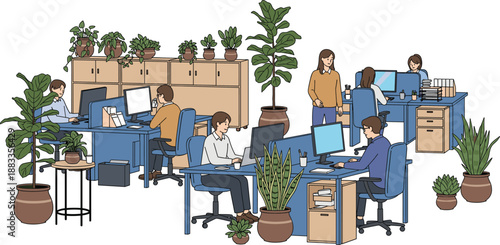 Green Plant and Leaf Collection Vector Illustration Set Featuring Various Botanical Foliage, Garden Herbs, Grass, and Succulent Plants for Nature, Landscaping, and Eco Design Projects