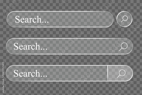 Modern generative AI bar. Liquid glass element with generate symbol. Artificial intelligence. User interface element for ui ux design. Transparent frames and buttons. Vector illustration