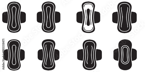 Sanitary Pad Icons Set: Menstrual Feminine Hygiene Products Vector Illustration