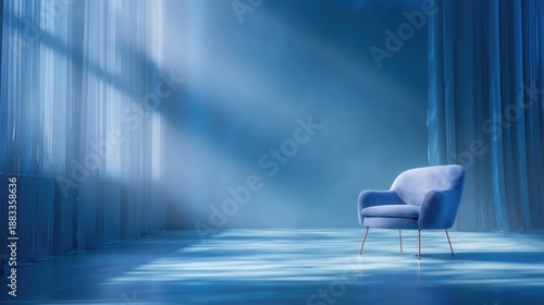 Blue armchair in transparent background