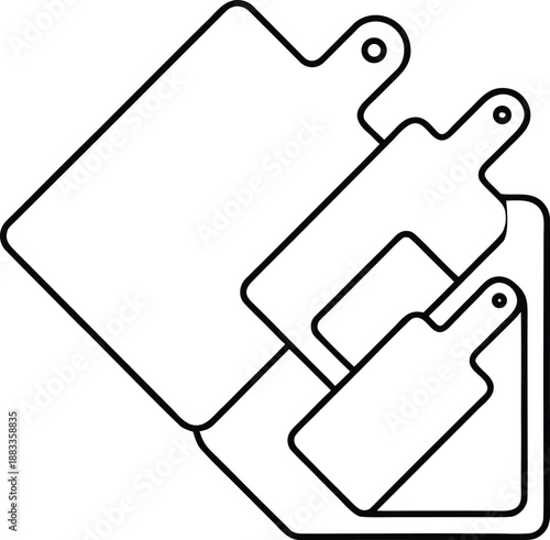 Cutting board with juice groove line art vector on transparent background