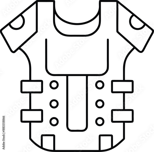 Cyber suit armor panel line art vector illustration on transparent background