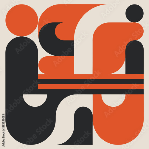 Abstract illustration of people interacting, conveying emotions and social issues, in a minimalist style