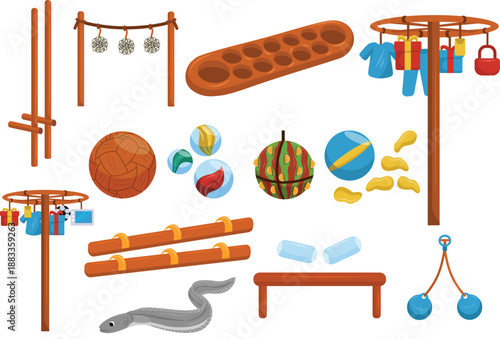 Indonesian Traditional Games Illustration for Independence Day Celebration