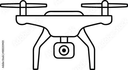 Drone flying outline vector on transparent background