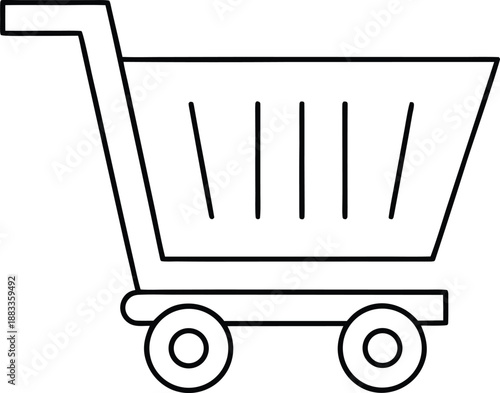 E commerce shopping cart outline vector on transparent background