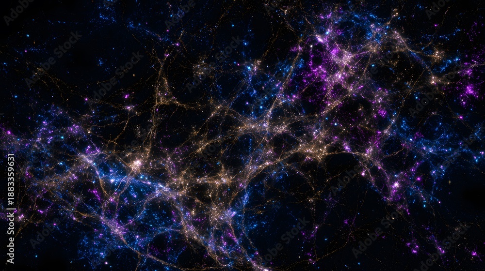 Fototapeta premium Cosmic filaments connect galaxies a vibrant abstract vision of deep space exploration and universal connection