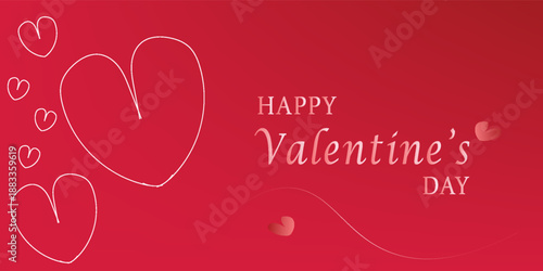 Radiant Love Celebration, Enchanting Valentine's Day Banner with White and Red Heart Background .EPS10, WEBSITE
