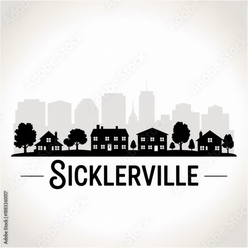 Sicklerville New Jersey Skyline Silhouette — A Growing Suburban Hub in Southern New Jersey Vector Illustration