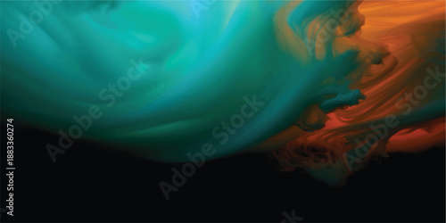 Colorful ink swirling in water creating abstract shapes and patterns against a dark background look artistic