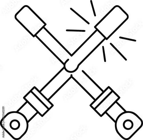 Futuristic energy sword line art vector illustration on transparent background