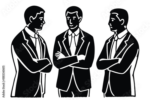 Three Diverse Businessmen in Black Suits Standing Side by Side formal wear