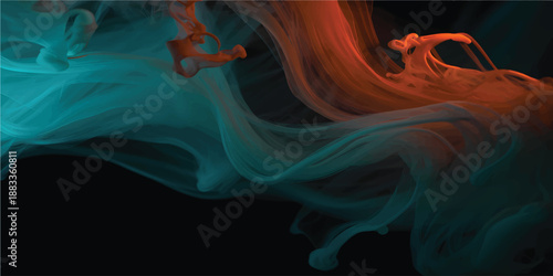 Abstract background blue dominant of deep golden hues swirling with shadowy black and dark amber tones.