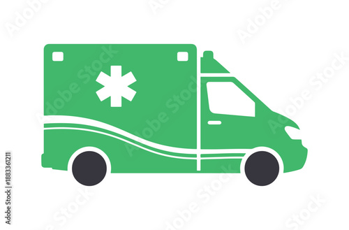 Modern solid silhouette of an ambulance icon. Sign for hospital or medical concept design. Healthcare vector illustration for your creative work.