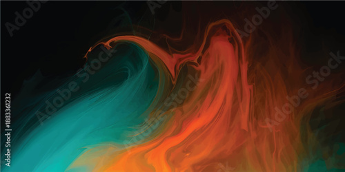 Cinematic Abstract Colorful Smoke Ink Background On Black With Dramatic Flow Texture For Modern Digital Art Design Visual Media And Creative Projects