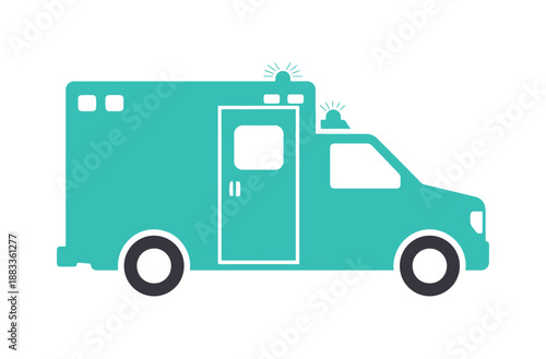 solid ambulance icon silhouette. A sign for hospital or medical design concepts. Healthcare vector illustration tailored for your design.
