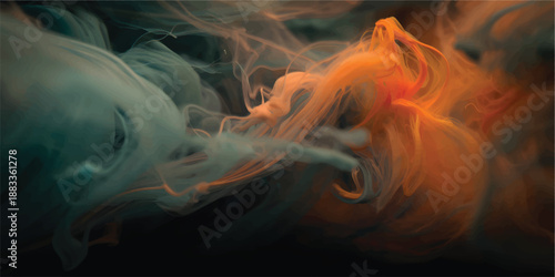 Cinematic Abstract Colorful Smoke Ink Background On Black With Dramatic Flow Texture For Modern Digital Art Design Visual Media And Creative Projects