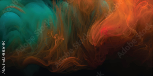 Abstract colorful ink cloud explosion on black background artistic design