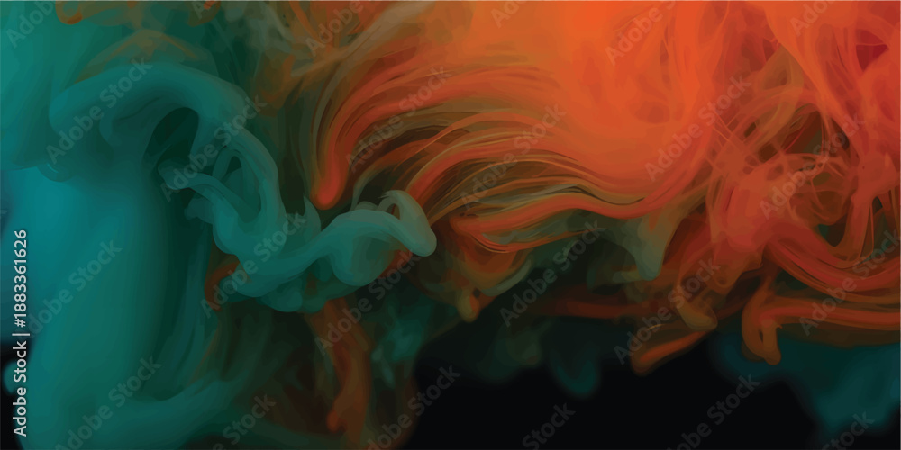 Fototapeta premium Abstract Colorful Smoke Ink Background On Black With Flowing Motion Texture For Digital Design Wallpaper Branding Presentation And Modern Visual Background Use