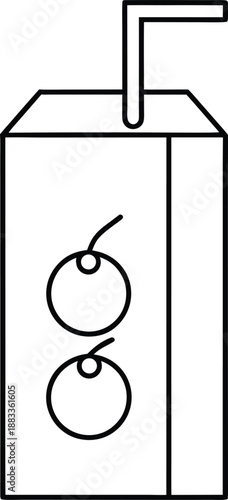 Juice carton box line art vector illustration on transparent background
