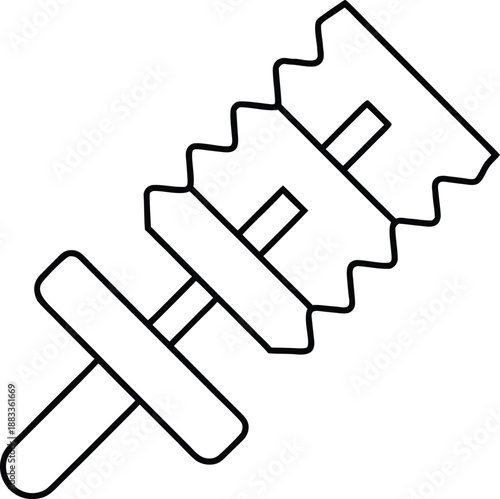 Kitchen grater metal line art vector illustration on transparent background