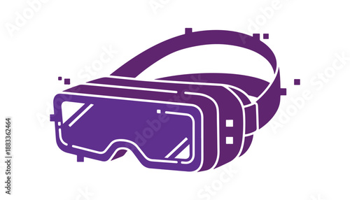 2D pixel-perfect 3D goggles icon, isolated vector, silhouette illustration that represents VR, AR, and MR.