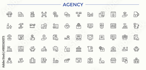 Agency line icon set. Marketing icon set. Modern thin line style icons. It contains symbols to plan, marketing, web and more. Editable stroke. Vector collection.