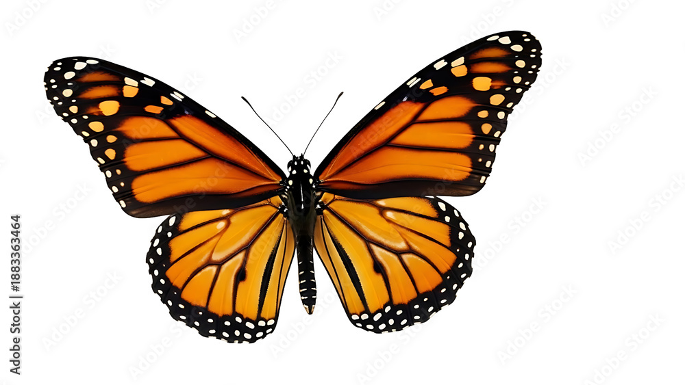 Naklejka premium Monarch Butterfly with Open Wings Isolated