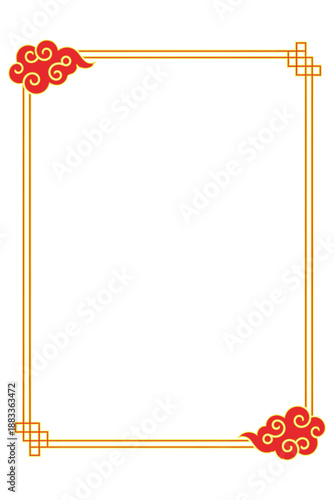 Traditional Chinese frame design with golden borders and red decorative elements on a clean background