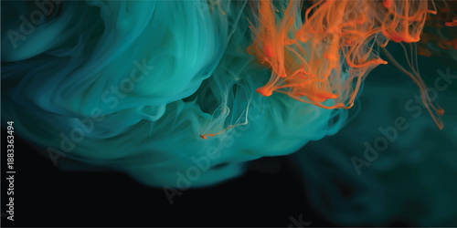 Smooth abstract wave design featuring a mysterious flow of blue and yellow smoke patterns swirling through dark motion curves with soft magic energy