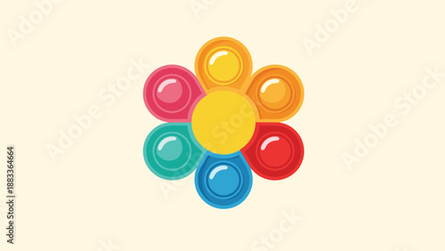 Colorful flower shaped pop it fidget toy with various bright sensory bubbles to relieve stress and improve focus for kids.
