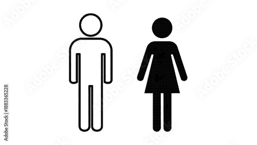Black and white silhouette of a man and woman standing side by side